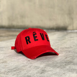 DISTRESSED TRUCKER - BLACK ON RED RÊVE