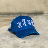 DISTRESSED TRUCKER - WHITE ON BLUE RÊVE